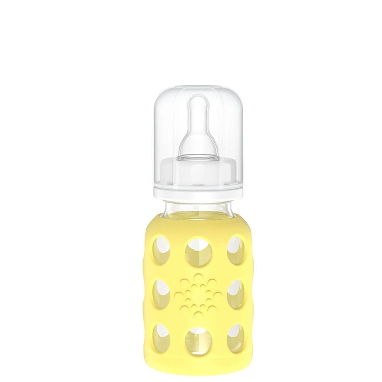 Lifefactory 4 oz Glass Baby Bottles with Silicone Sleeve - Banana